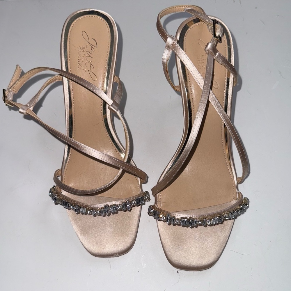 Jewel Badgley Mischka Rhinestone Strap Heel